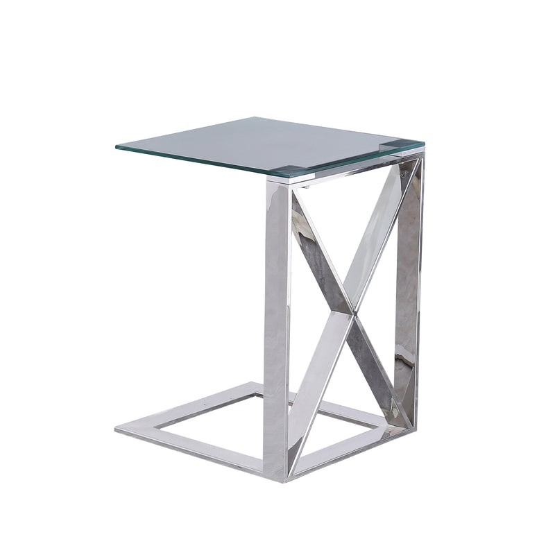 METAL  X  FRAME 22 SIDE TABLE SILVER