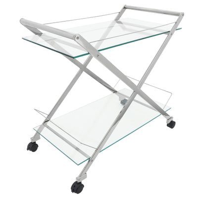 TWO TIER 31 ROLLING BAR CART,SILVER