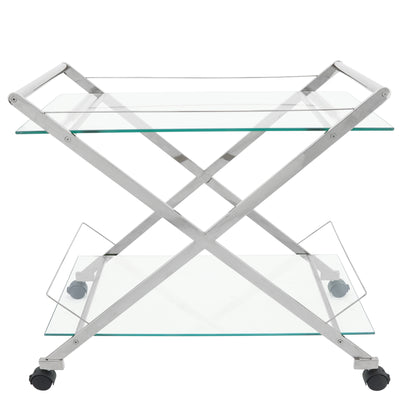 TWO TIER 31 ROLLING BAR CART,SILVER