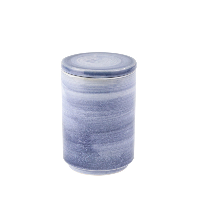 CERAMIC 8H COVERED JAR, BLUE