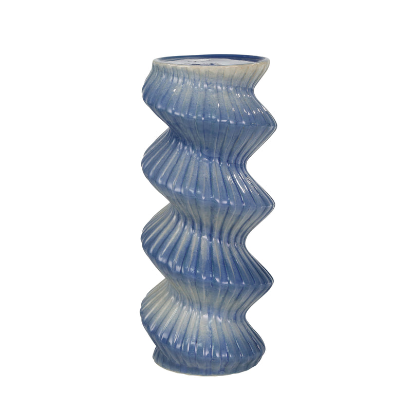 CERAMIC 13 SPIRAL CANDLE HOLDER, BLUE MIX