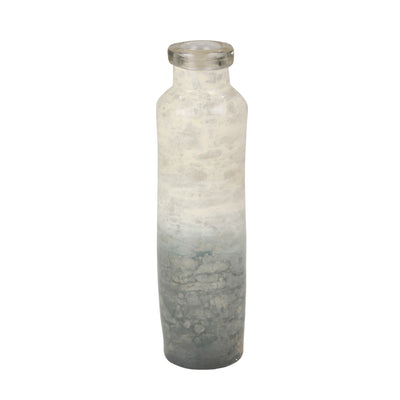 GLASS 14 ORGANIC VASE, WHITE/BLUE MIX