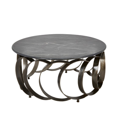 IRON 36 COFFEE TABLE W/MARBLE TOP, BLACK