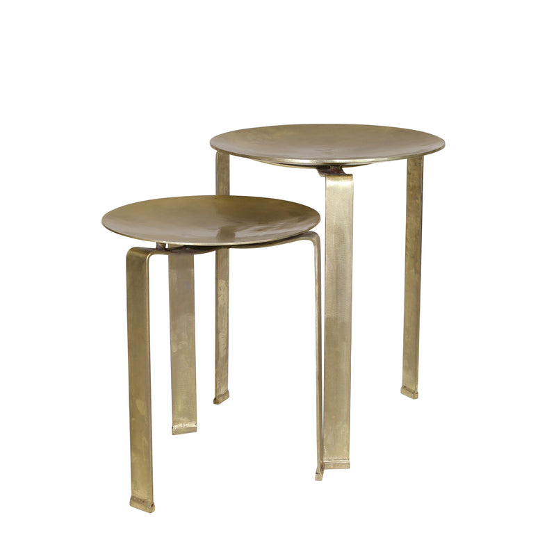 S/2 IRON SIDE TABLES, GOLD