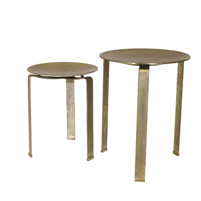 S/2 IRON SIDE TABLES, GOLD