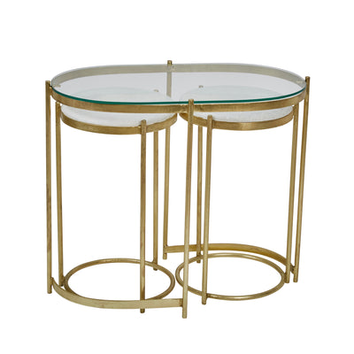 S/3 IRON CONSOLE / SIDE TABLES, GOLD