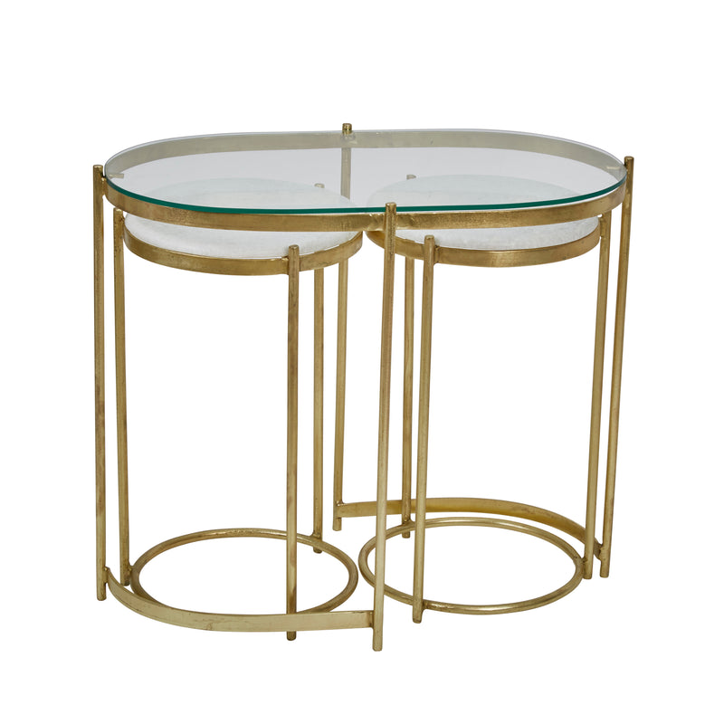 S/3 IRON CONSOLE / SIDE TABLES, GOLD