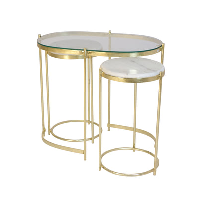 S/3 IRON CONSOLE / SIDE TABLES, GOLD