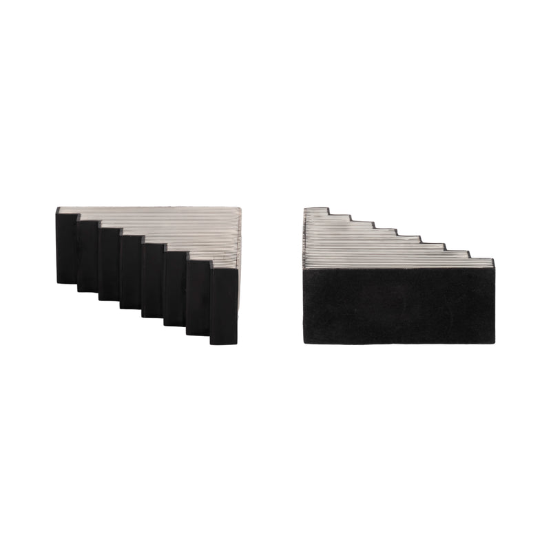 S/2 6 Striped Steps Bookends, Black/white