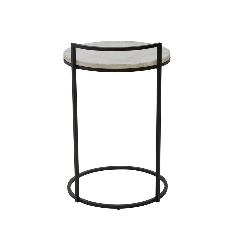 IRON 23 ACCENT TABLE WITH MARBLE TOP, BLACK