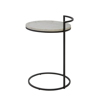 IRON 23 ACCENT TABLE WITH MARBLE TOP, BLACK