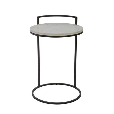 IRON 23 ACCENT TABLE WITH MARBLE TOP, BLACK