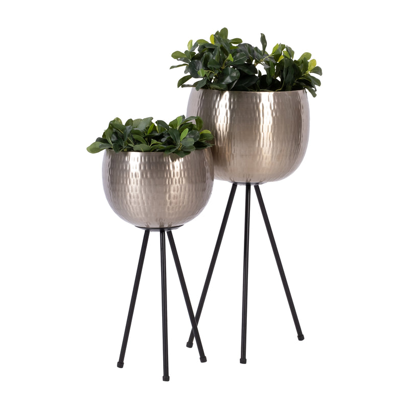 S/2 IRON 26/22 HAMMERED BOWLPLANTERS, SILVER