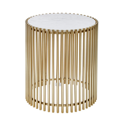 STEEL/MARBLE 20 ACCENT TABLE, GOLD/WHITE