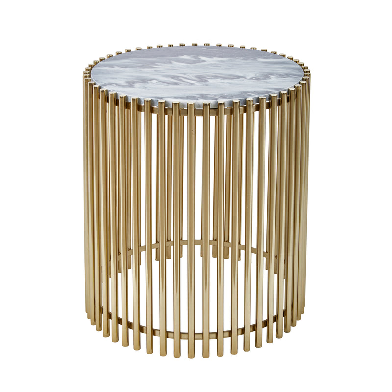 STEEL / MARBLE 20 ACCENT TABLE, GOLD/BLACK