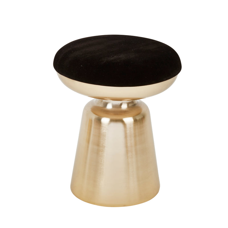 METAL 18 CYLINDER GOLD STOOL,BLACK CUSHION