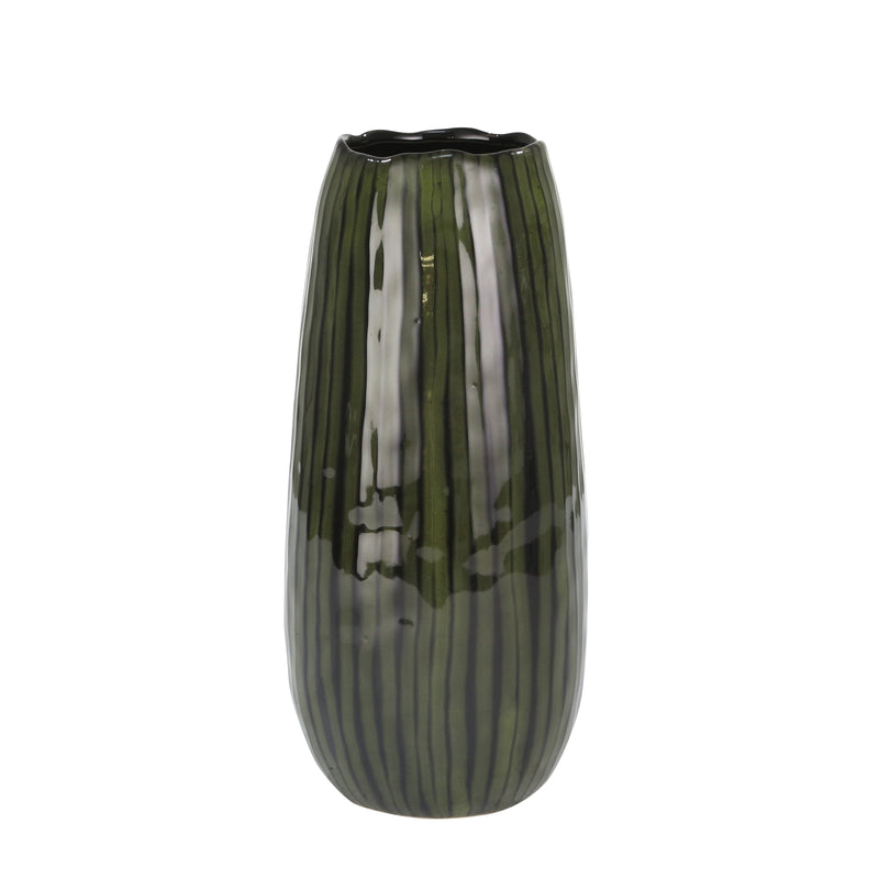 CERAMIC 13.25 VASE, GREEN