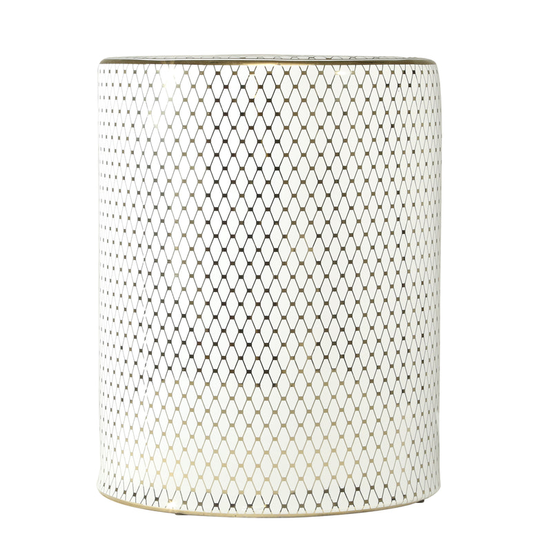 CERAMIC 18 MESH DESIGN GARDENSTOOL, WHITE / GOLD