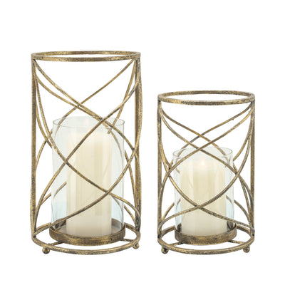 METAL 10.25 HURRICANE CANDLE HOLDER, GOLD