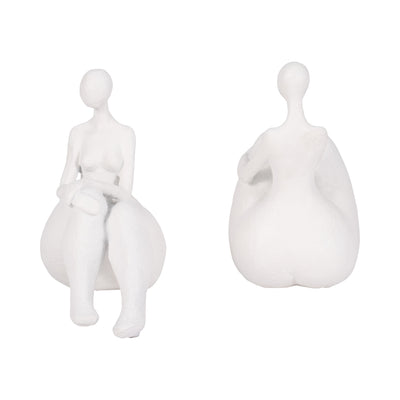 S/2 Sitting Ladies Bookends, White