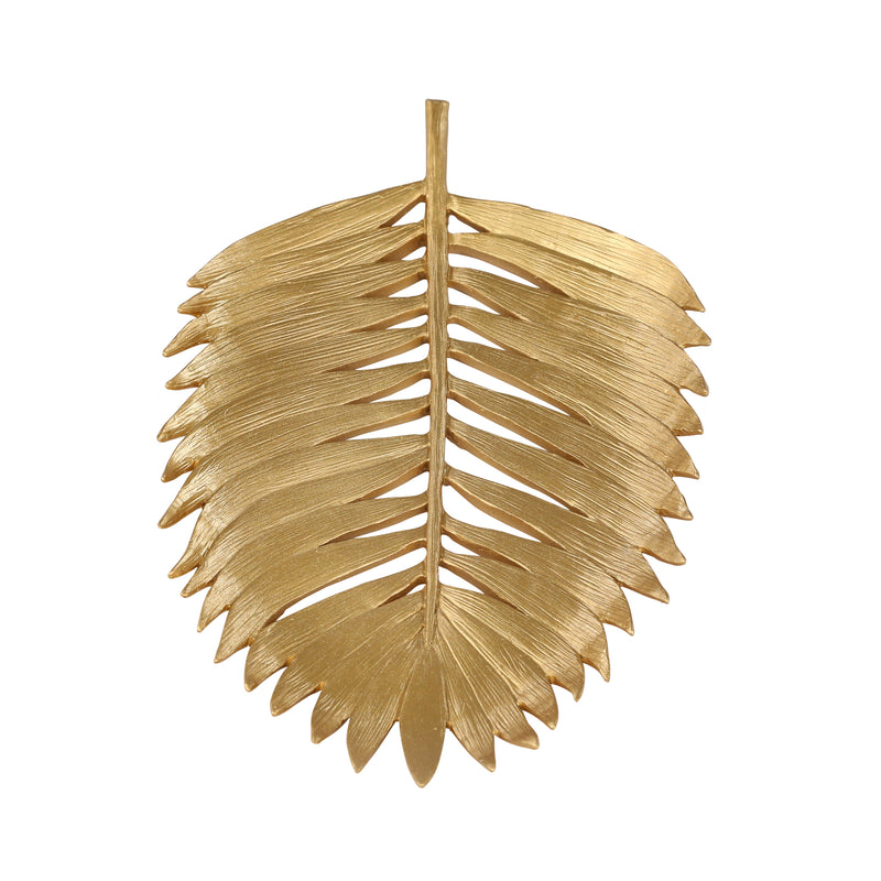 POLYRESIN 14 PALM LEAF DECORATION, GOLD