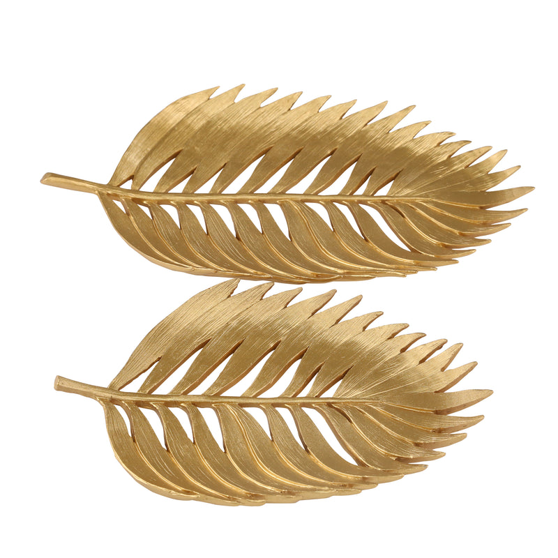 POLYRESIN 14 PALM LEAF DECORATION, GOLD