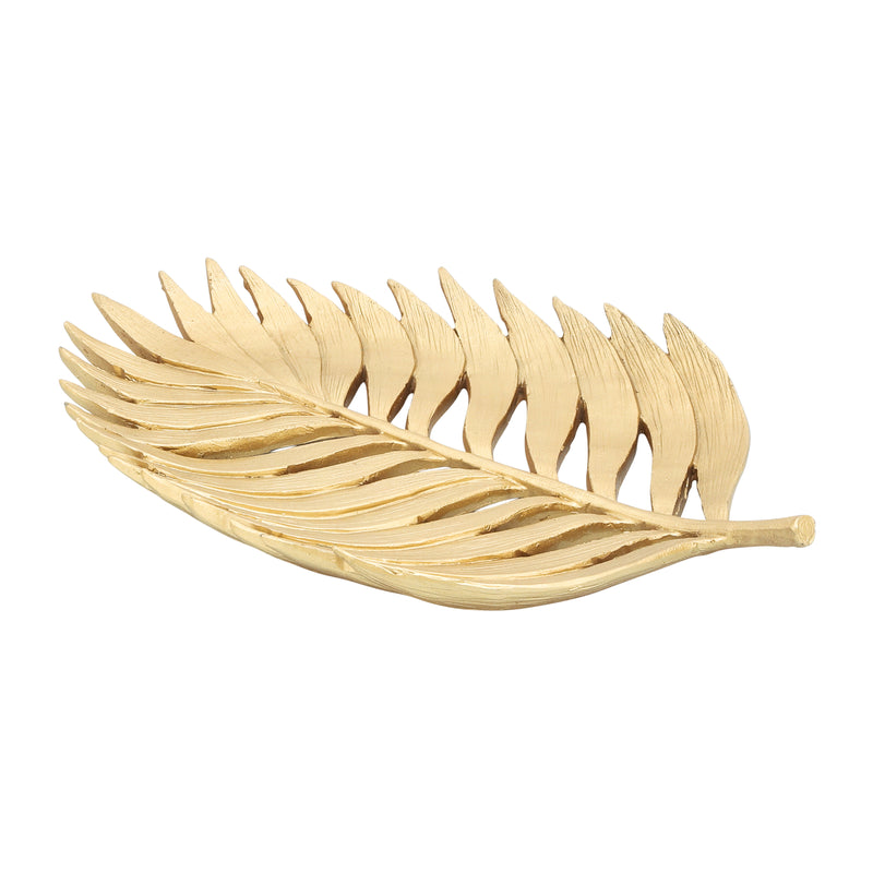 POLYRESIN 14 PALM LEAF DECORATION, GOLD