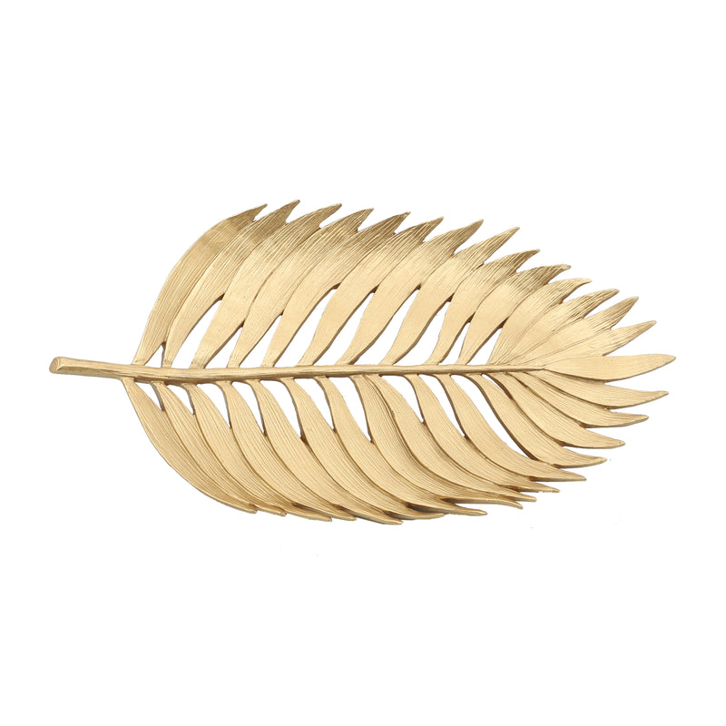 POLYRESIN 12 PALM LEAF DECORATION, GOLD