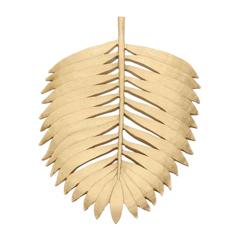 POLYRESIN 12 PALM LEAF DECORATION, GOLD