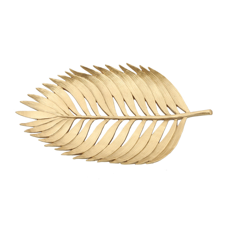 POLYRESIN 12 PALM LEAF DECORATION, GOLD