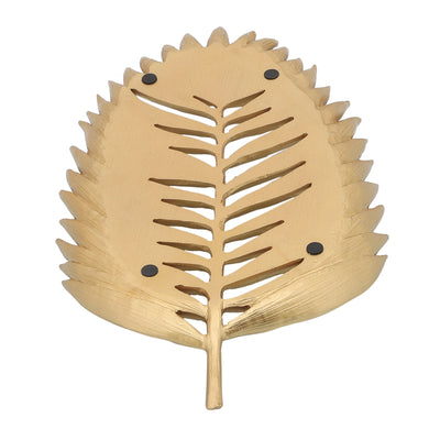 POLYRESIN 12 PALM LEAF DECORATION, GOLD