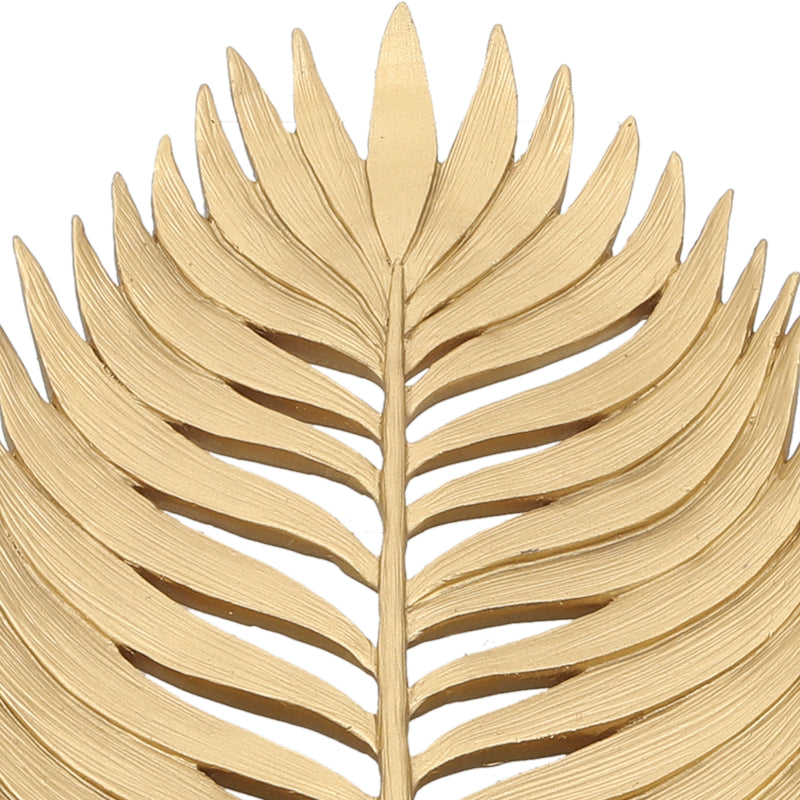 POLYRESIN 12 PALM LEAF DECORATION, GOLD