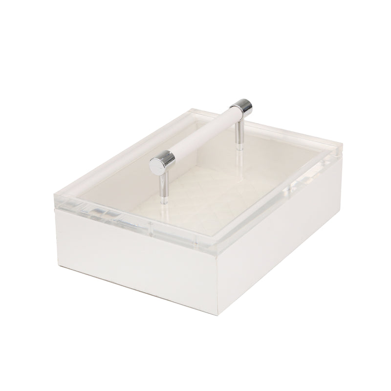 ACRYLIC TOP 10 STORAGE BOX, WHITE