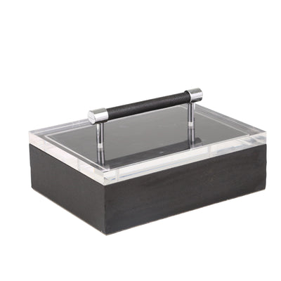 ACRYLIC TOP 10 STORAGE BOX, BLACK