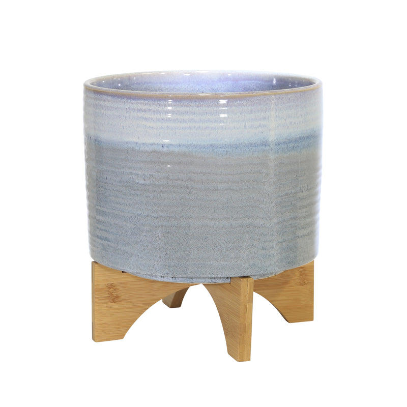 CERAMIC 10 PLANTER ON STAND,BLUE FADE