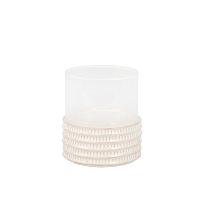 CERAMIC /GLASS 5 PILLAR HOLDER, STRIPE