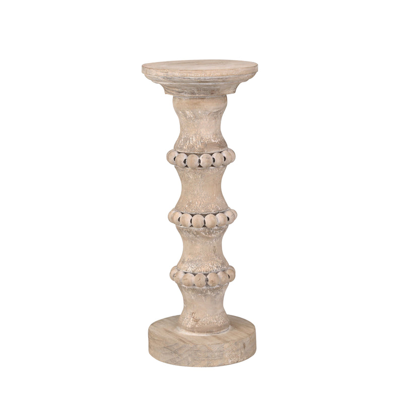 WOODEN 13 BANDED BEAD CANDLE HOLDER