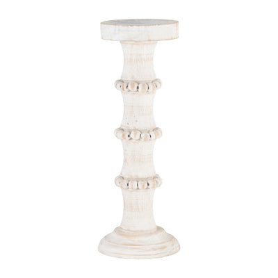 WOOD, 15 ANTIQUE STYLE CANDLE HOLDER, WHITE