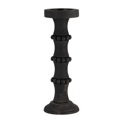 WOOD, 15 ANTIQUE STYLE CANDLE HOLDER, BLACK