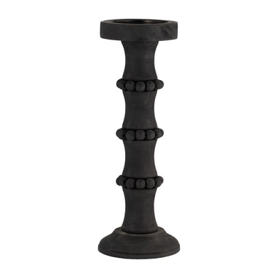 WOOD, 15 ANTIQUE STYLE CANDLE HOLDER, BLACK