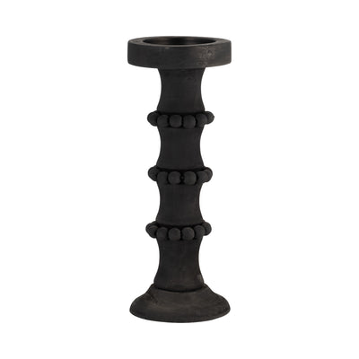 WOOD, 13 ANTIQUE STYLE CANDLE HOLDER, BLACK