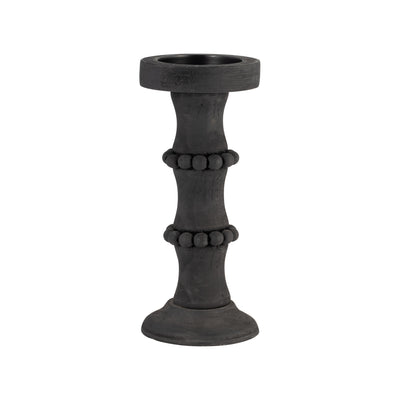 WOOD, 11 ANTIQUE STYLE CANDLE HOLDER, BLACK