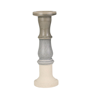 CERAMIC 16 CANDLE HOLDER, GRAY FADE MATT