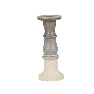 CERAMIC 13 CANDLE HOLDER, GRAY FADE MATT