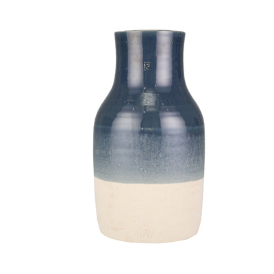 CERAMIC 21 DECORATIVE BOTTLE,BLUE / IVORY