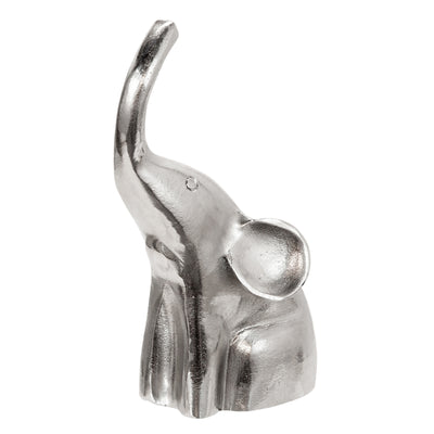 ALUMINUM SITTING ELEPHANT, 10, SILVER