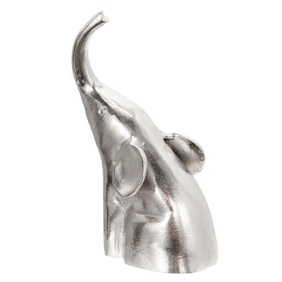 ALUMINUM SITTING ELEPHANT, 10, SILVER