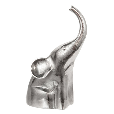 ALUMINUM SITTING ELEPHANT, 10, SILVER