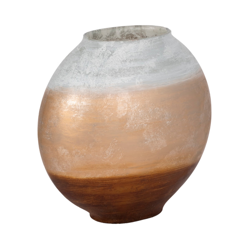 13 Gold Ombre Round Vase, White/gold