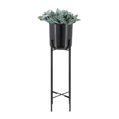 S/3 METAL PLANTERS ON STAND 40/30/20H, GUNMETAL